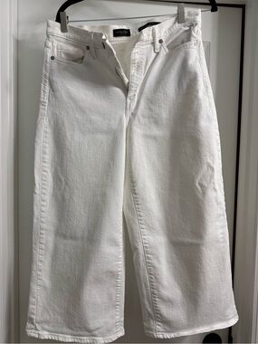 Banana Republic White Cropped Wide-Leg Jeans